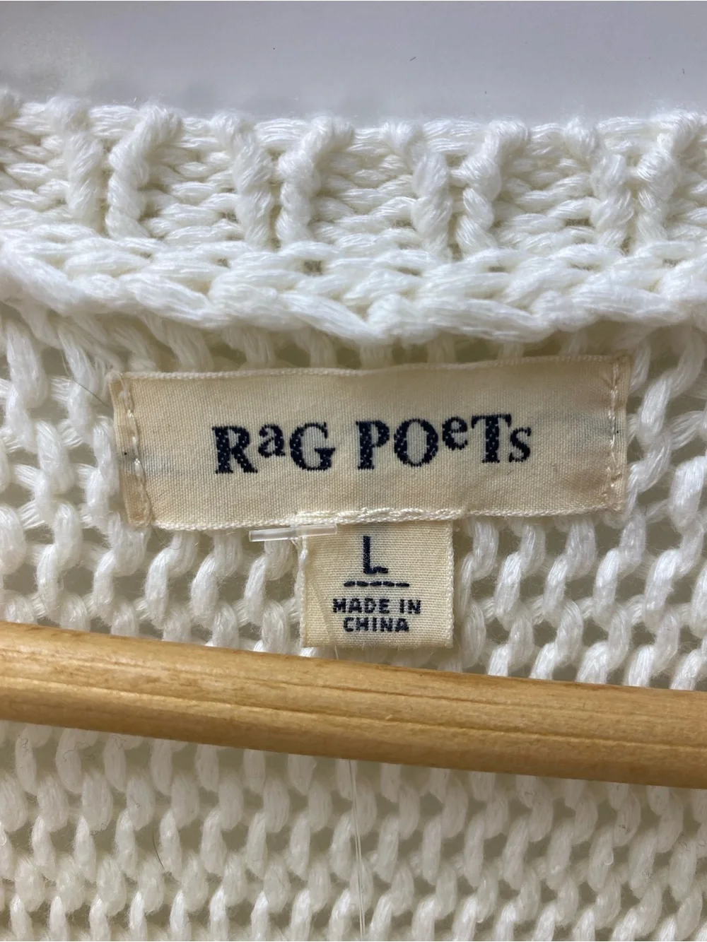 rag & bone Cream Open-Weave Crewneck Sweater